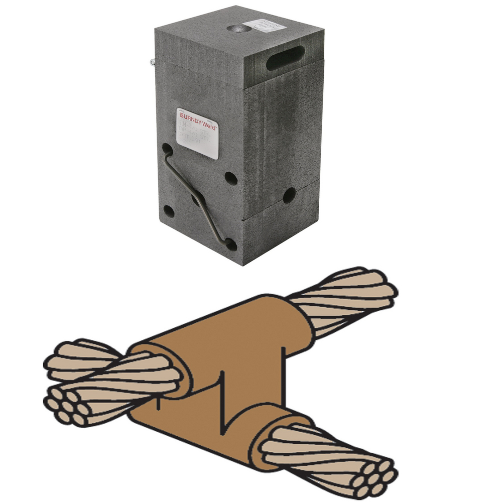 Product image for Burndy B2707 Mold, Horizontal to Horizontal Cable Cross, 4/0 AWG (Run & Tap), 250 Weld Metal