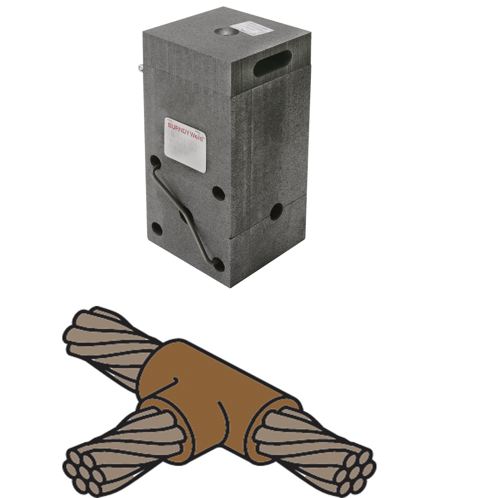 Product image for Burndy B241 Mold, Horizontal Cable Tap to Horizontal Cable Run, 4/0 AWG (Run & Tap), 150 Weld Metal