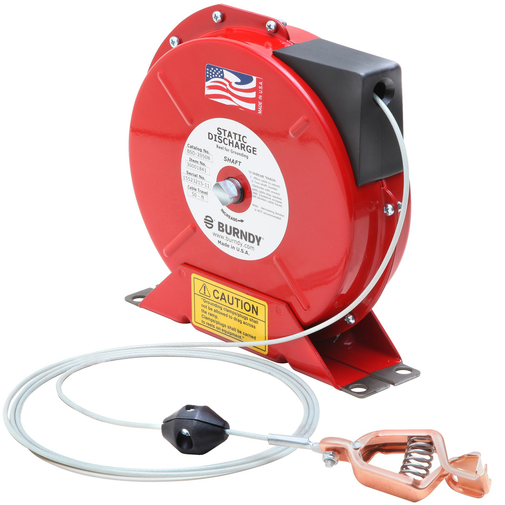 Product image for Burndy BSD2050N Static Discharge Reels, Heavy Duty, Cable Length: 50 Feet (Nylon Covered), Weight: 12 LB