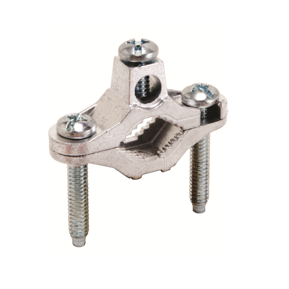 Product image for Burndy CZ11 Grounding Clamp, Cable to Water Pipe, 10 - 2 AWG, 1/2" - 1" Water Pipe, W/ zinc plated screws