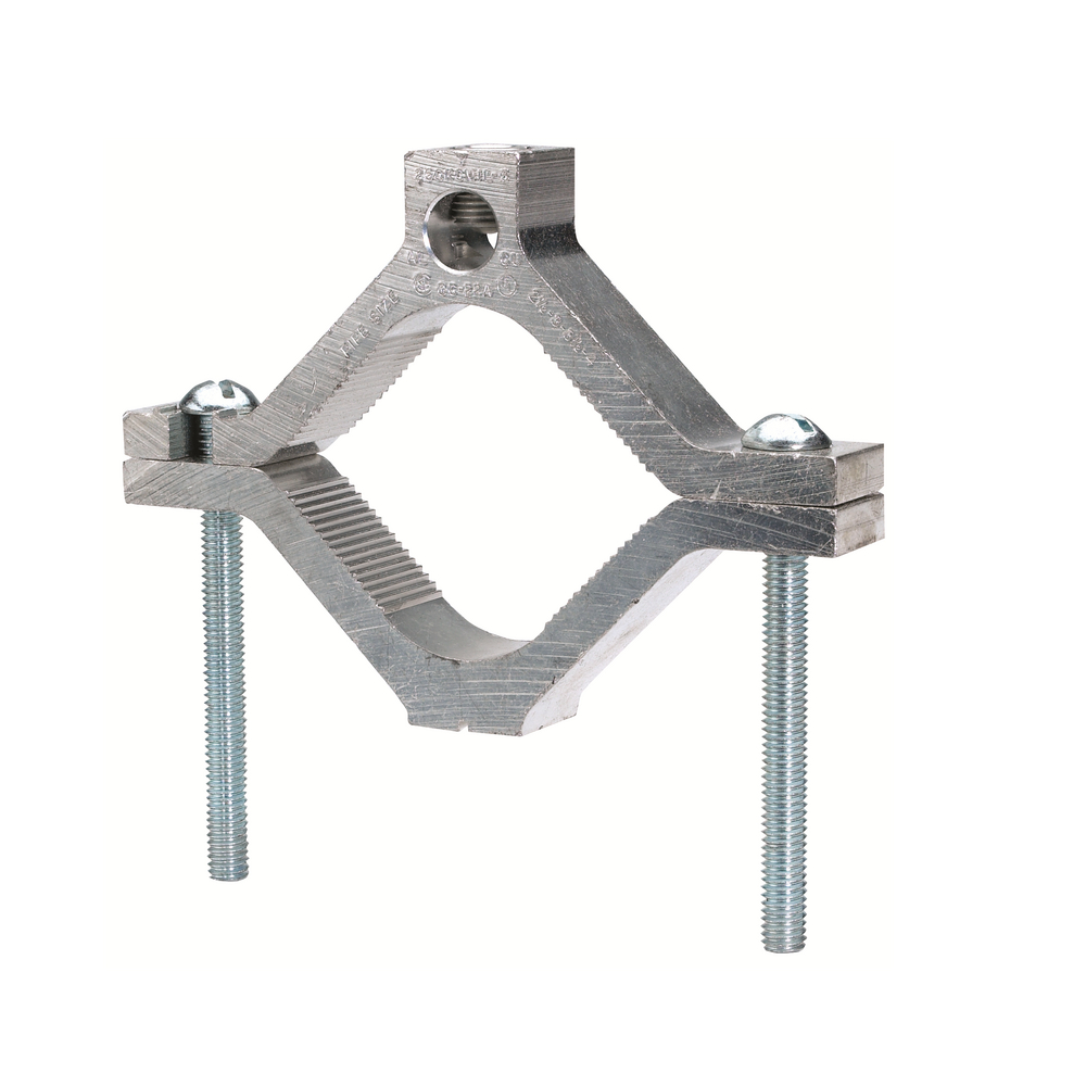 Product image for Burndy GC22A Mechanical Grounding Connector, Cable to Water Pipe, 6 AWG - 250 kcmil, 2-1/2" - 4" Pipe, Al/Cu Rated