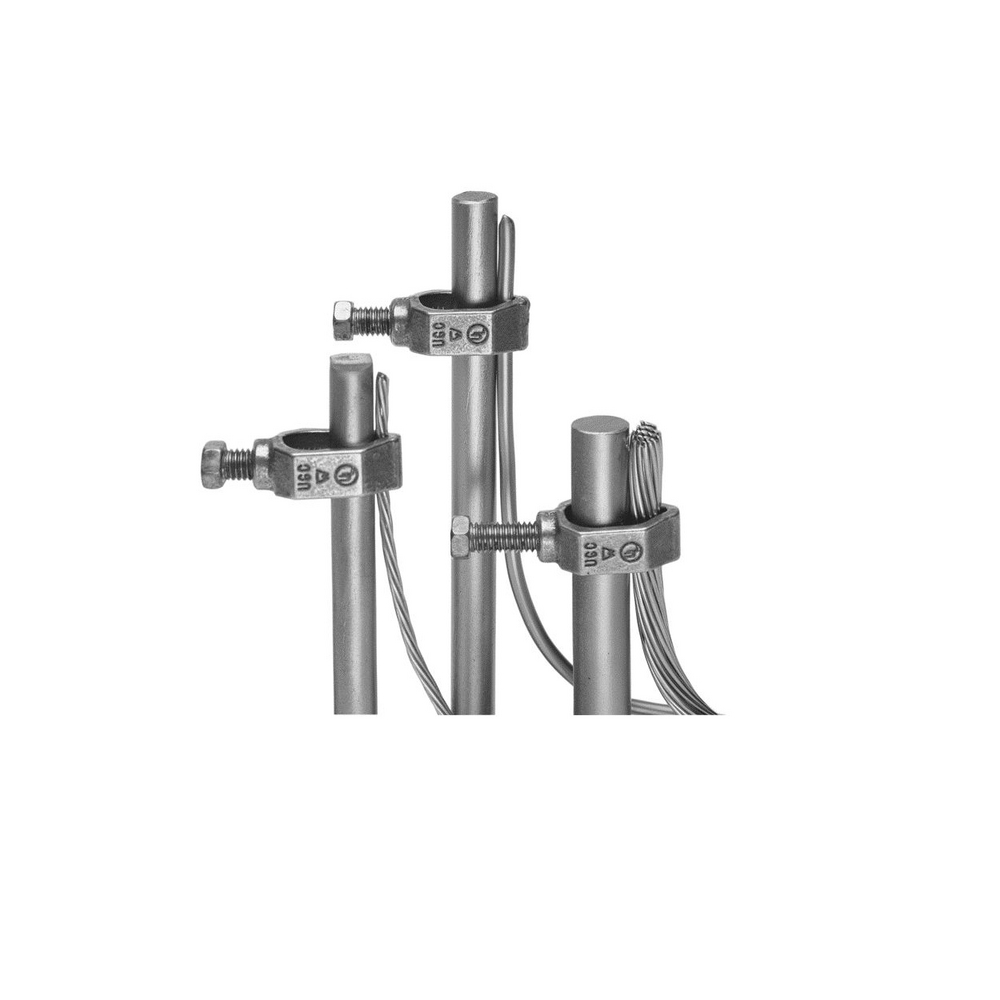 Product image for Burndy GCRT1/0 Mechanical Ground Connector, Cable to Rod or Rebar, 10AWG to 1/0 AWG conductor, 1/2 IN-3/4" Ground Rod, and #3-#5 Rebar