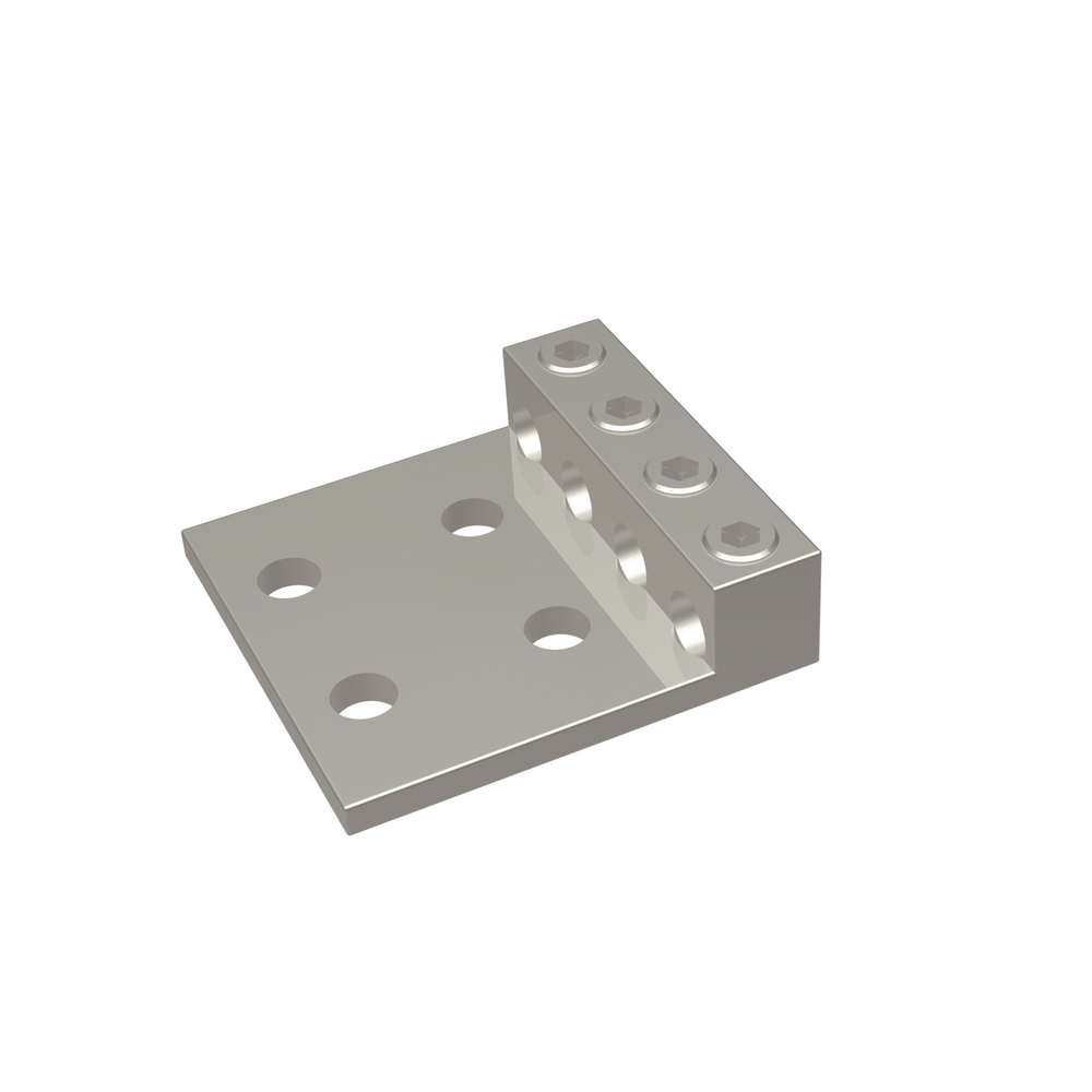 Product image for Burndy K4A31U4N Aluminum Universal Terminal, 4 Conductor, 4 Hole, 6 AWG (Str)-350 kcmil, 1/2" Stud, 175" Stud Hole Spacing, 4 Screws, Al/Cu Rated, Tin Plated