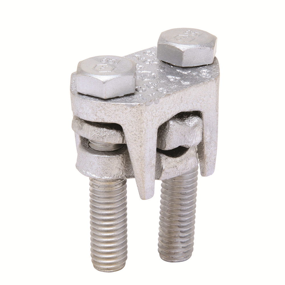 Product image for Burndy KVSU34 Tin-plated copper alloy connector with tin plated silicon bronze hardware Spacer bar separates dissimilar conductors and provides long contact length,Tightening torque:375 in -lb,wrench size:3/4 cross flats