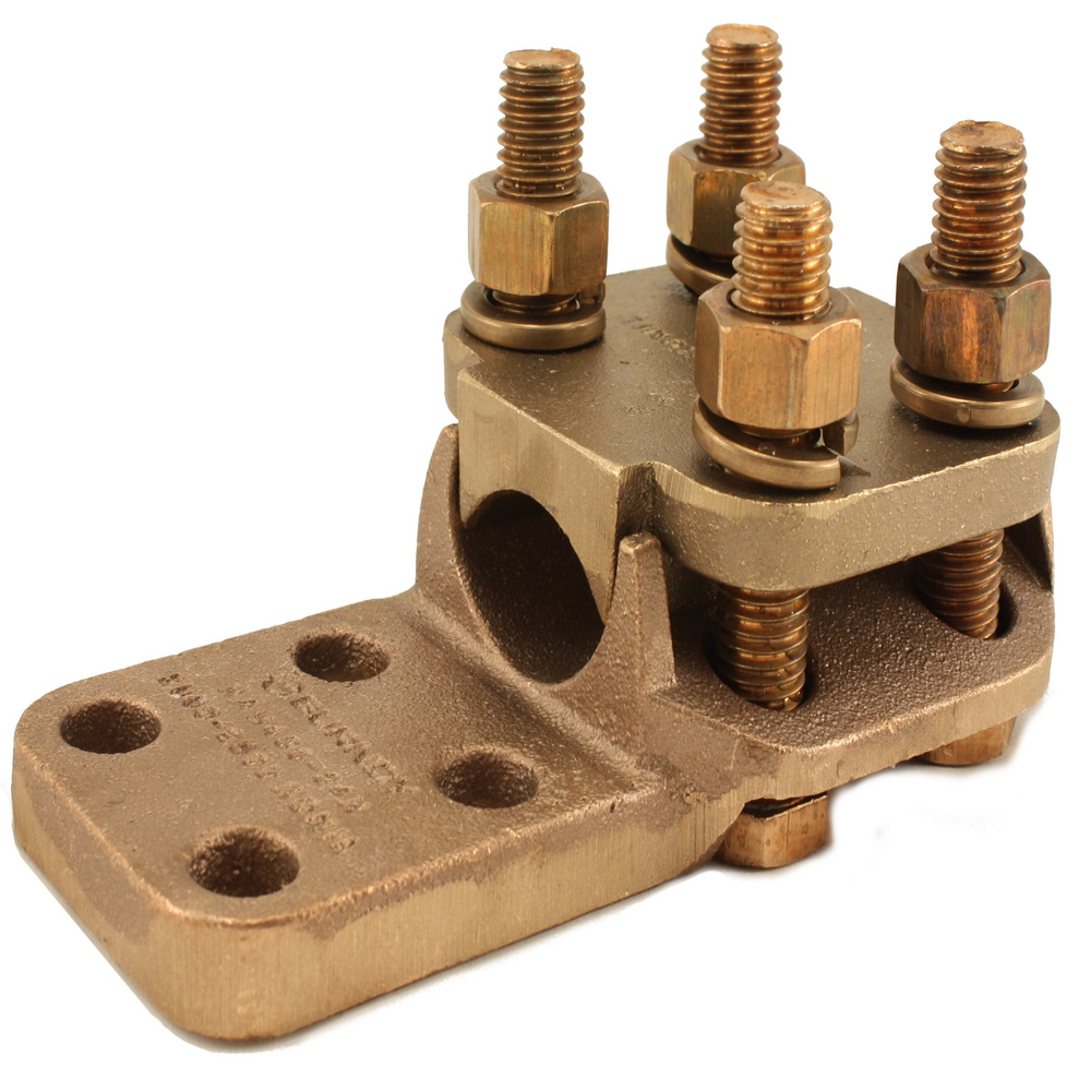 Product image for Burndy NAH4434N Cast Copper alloy terminal, 4/0 Str-1000 kcmil, 688 in Length, Cable to Pad