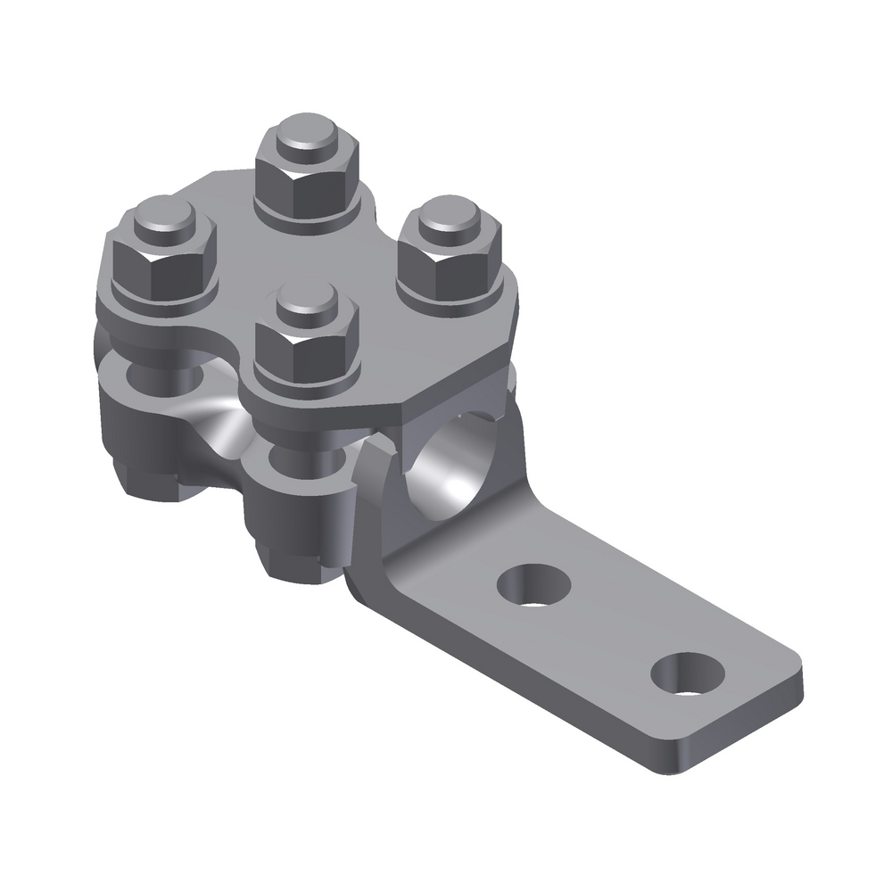 Product image for Burndy NAR36A2N Terminal, 350 - 600 Kcmil Al/Cu 3364 - 477 Kcmil ACSR , 2 Pad holes, 6-5/8 in Length, Cable to Flat