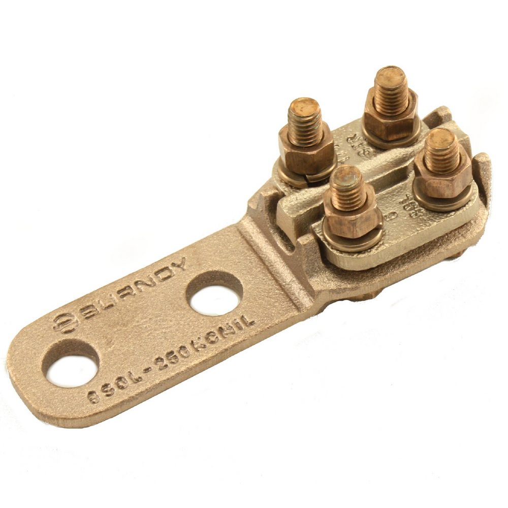 Product image for Burndy NAS292N Cast Copper alloy terminal, 6 Sol-250 kcmil, 562 in Length, Cable to Pad