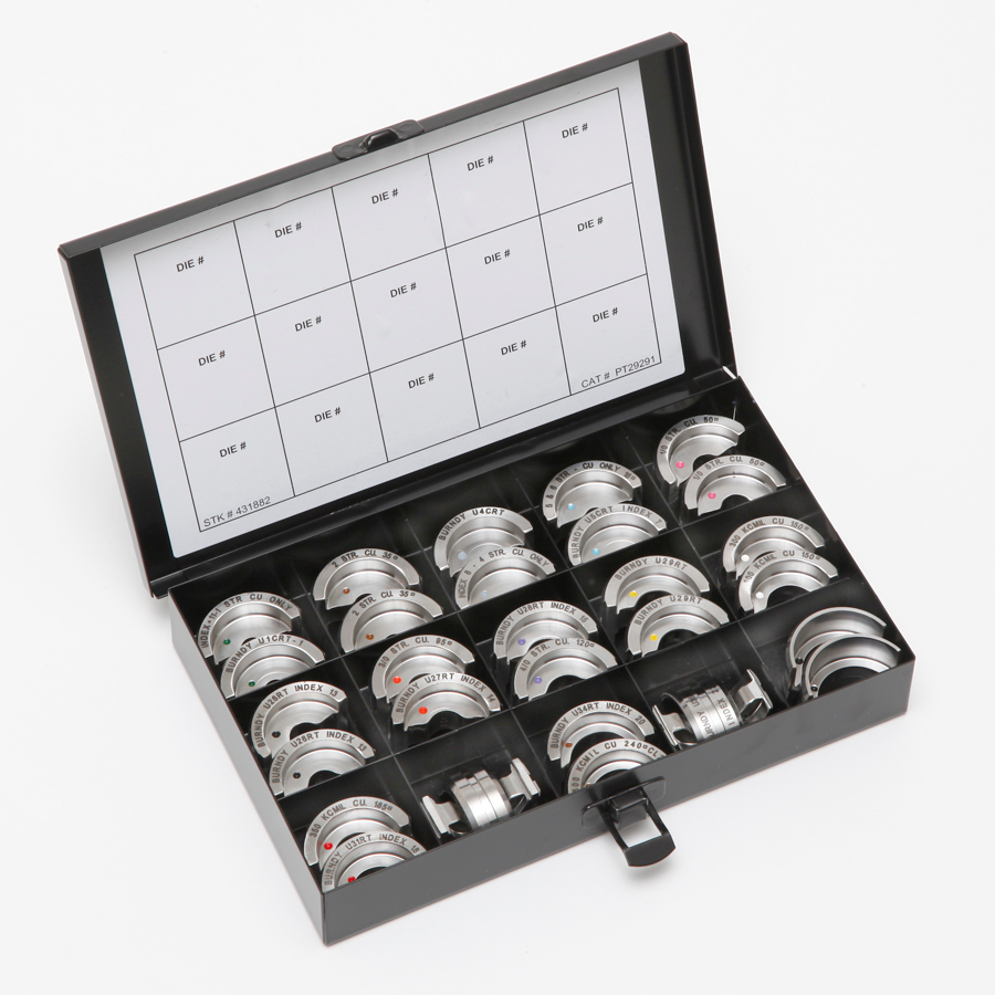 Product image for Burndy UDIEKITCU U-Die Kit for Copper, #6 AWG-750 kcmil (15 Sets), for crimping YA and YS