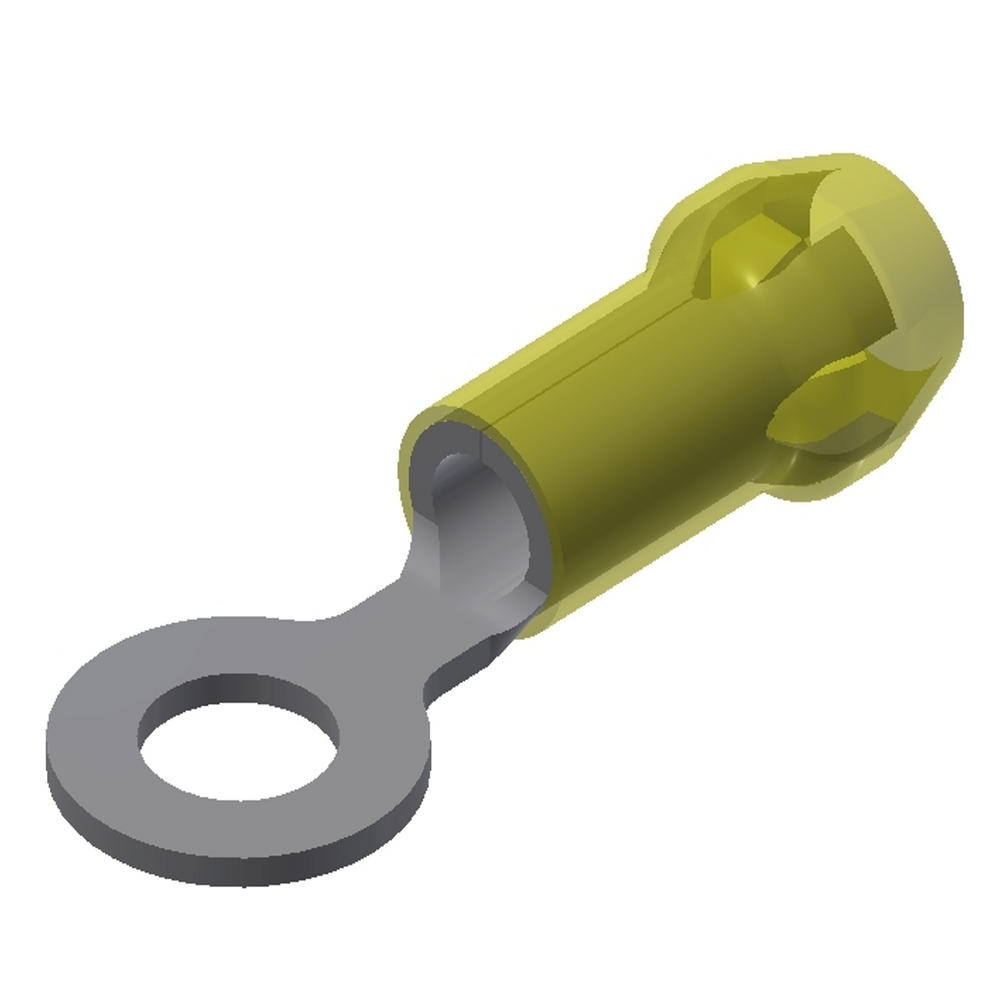 Product image for Burndy YAE10N Copper Lug, Ring Tongue, 1 Hole w/ Inspection Hole, 12-10 AWG, #4-#6 Stud, Insulated, Short Barrel, Tin Plated, 600 Volts Max