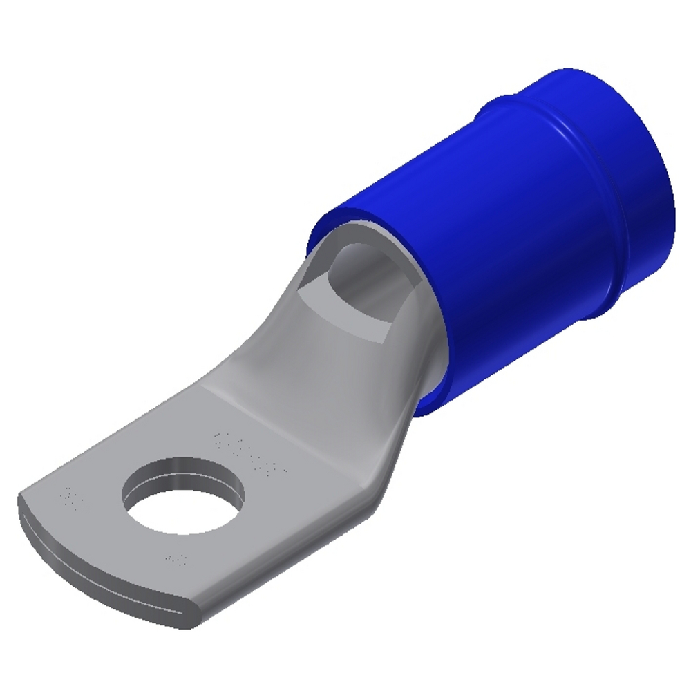 Product image for Burndy YAEV6CL Copper Terminal, Ring Tongue w/ Inspection Hole, Wire Range 6 AWG, 1/4" Stud, Nylon Insulated, Short Barrel, Tin Plated, 600 Volts Max