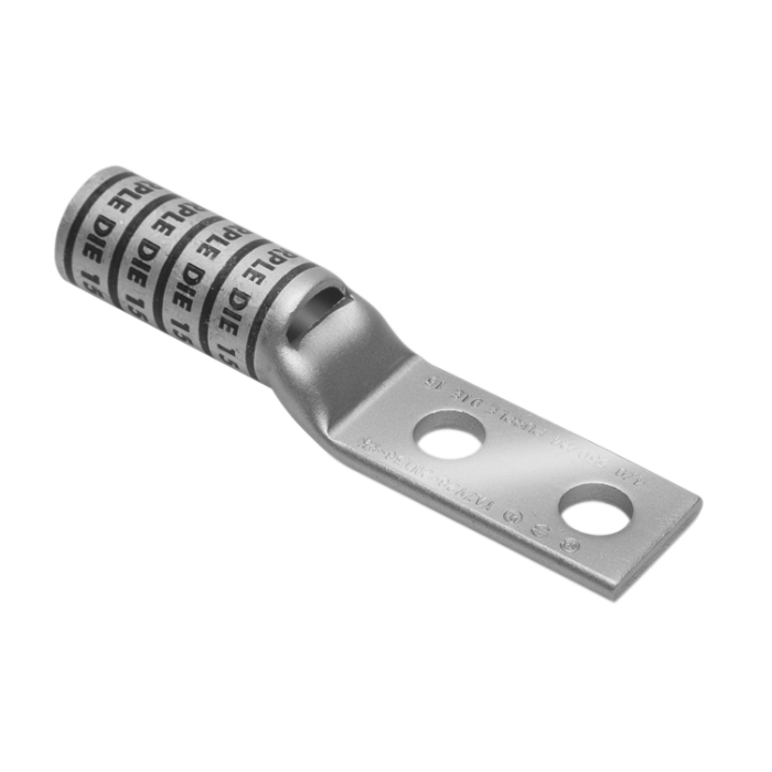 Product image for Burndy YAZV282NT38FX HYLUG™ Copper Compression Terminal; Narrow Tongue; 2-Hole with Inspection Window; Long Barrel; Accommodates: 4/0 AWG, 4/0 Weld, 4/0 (550/24) DLO; Stud: 3/8"; Stud Spacing: 100"