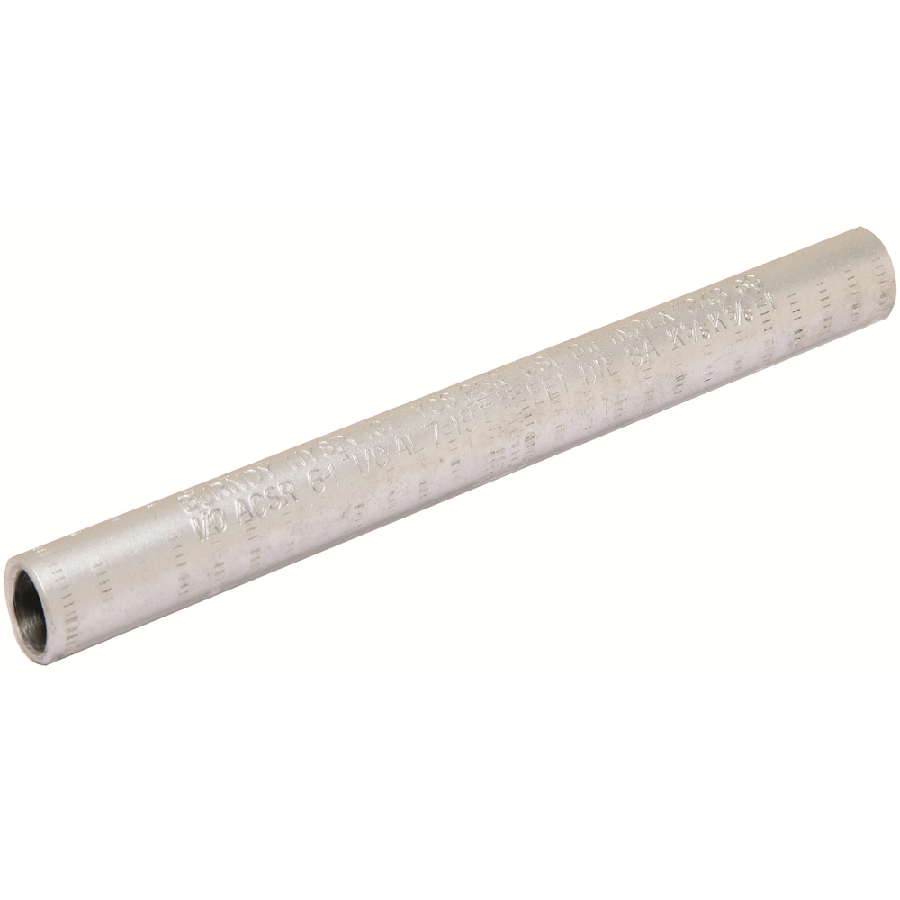 Product image for Burndy YCS25R HYSPLICE AL sleeve with staked cable stop, designed to withstand jumper loop tensile and vibration stresses ANSI C1194 CLASS 2 (PARTIAL TENSION), 7-1/8 IN L