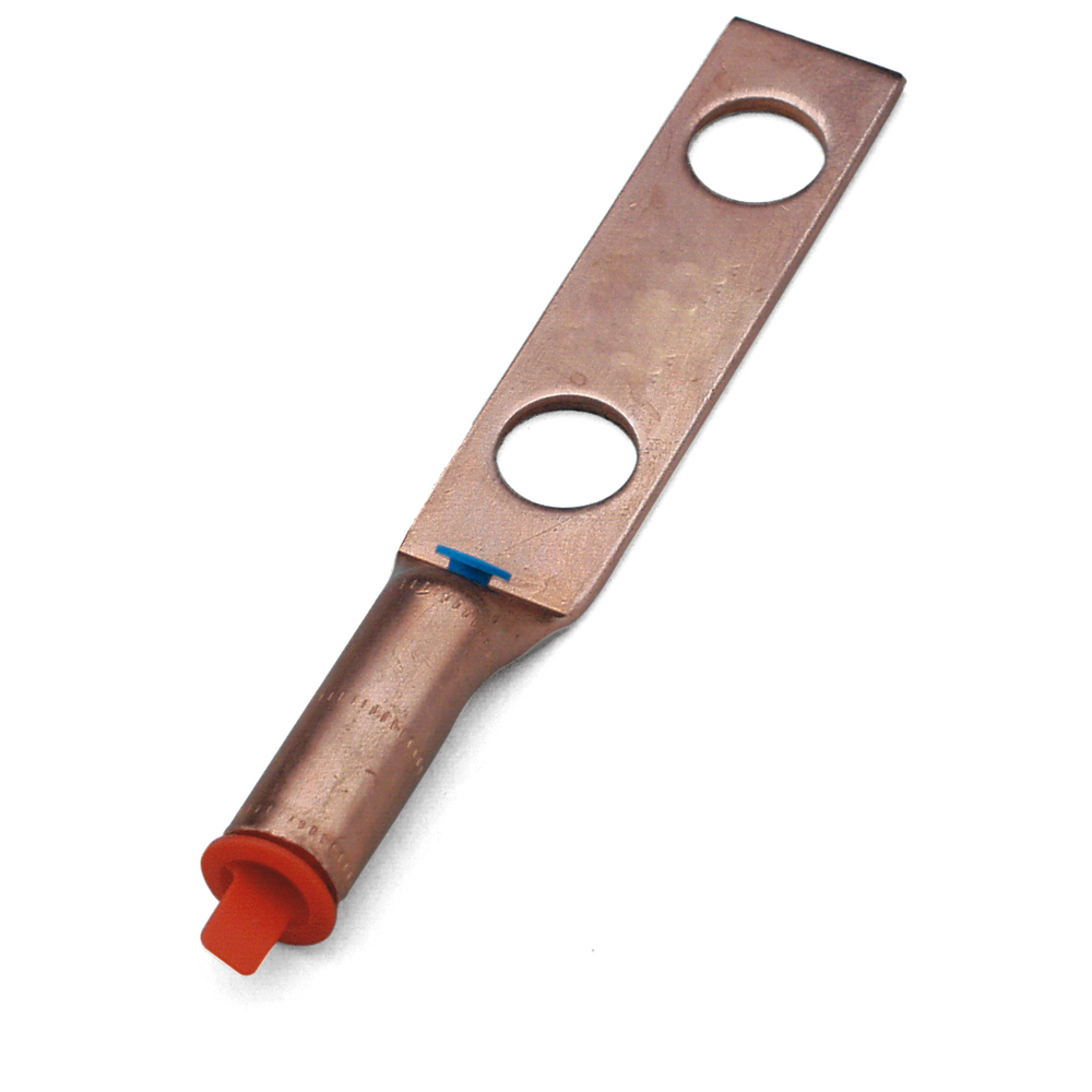 Product image for Burndy YGA282N HYGROUND® Grounding Irreversible Compression Terminals: 2-Hole with Inspection Window; Accommodates: 4/0 AWG; 1/2" Stud; 1-3/4" Spacing