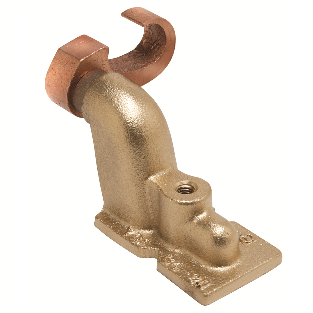 Product image for Burndy YGF294N Compression Grounding Plate; Copper; 4-Hole; Accommodates: #2 AWG - 250 kcmil; 1/2" Stud; 1-3/4" Stud Hole Spacing