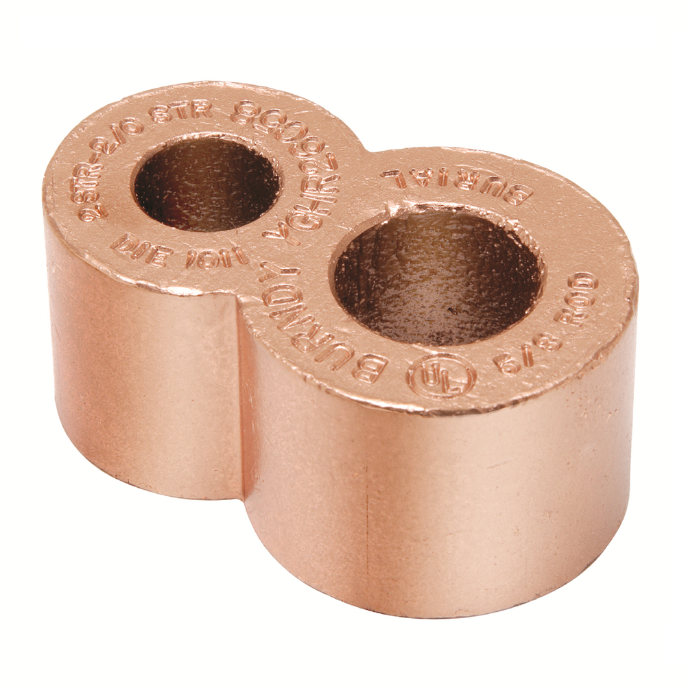 Product image for Burndy YGHR26C58 Copper Compression Connector, 2 AWG(Str)-2/0 AWG(Str), 5/8" Ground Rod