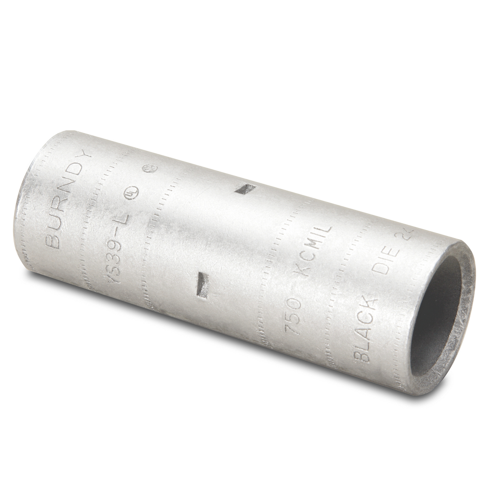 Product image for Burndy YS39L 750 kcmil CU, Standard Barrel, Internal Chamfer, Tin Plated, UL/CSA, 90.C, Up to 35kV, BLACK Color Code, 24 Die Index