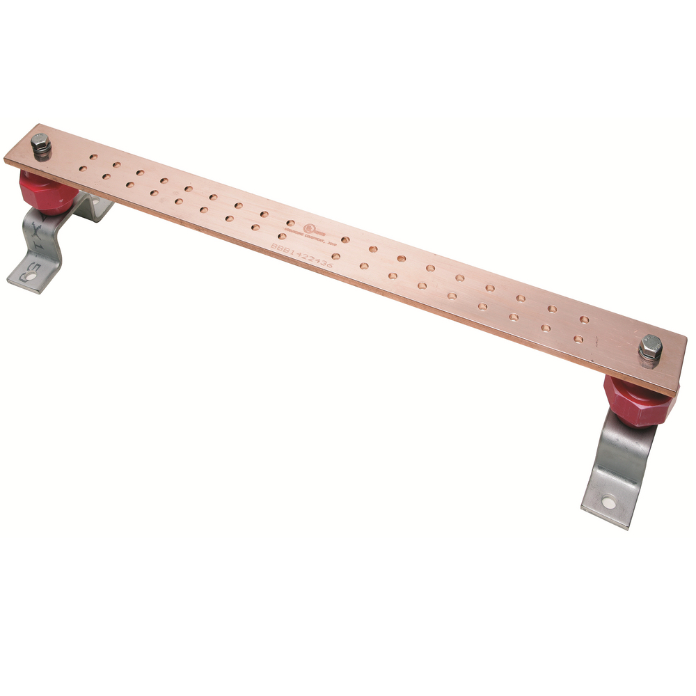 Product image for Burndy BBB14224B Copper Busbar, 36 Holes, 24 in L, Can be used as a common ground point and power applications