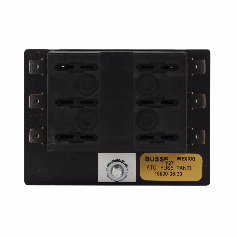 Fuse Panel, 30A, Black, Nuts shipped bulk, no ground terminal base, Blade fuse panel, 32V, Thermoplastic