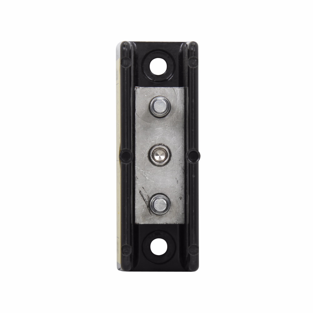 Eaton Bussmann series power terminal block, 600 Vac, 600 Vdc, 150A, Power terminal block, Single-pole, 1/4 In-20 TPI X 3/4 In Stud (Line/Load), SCCR: 10 kA, Black, Molded Thermoplastic Base, Tin-plated aluminum connector