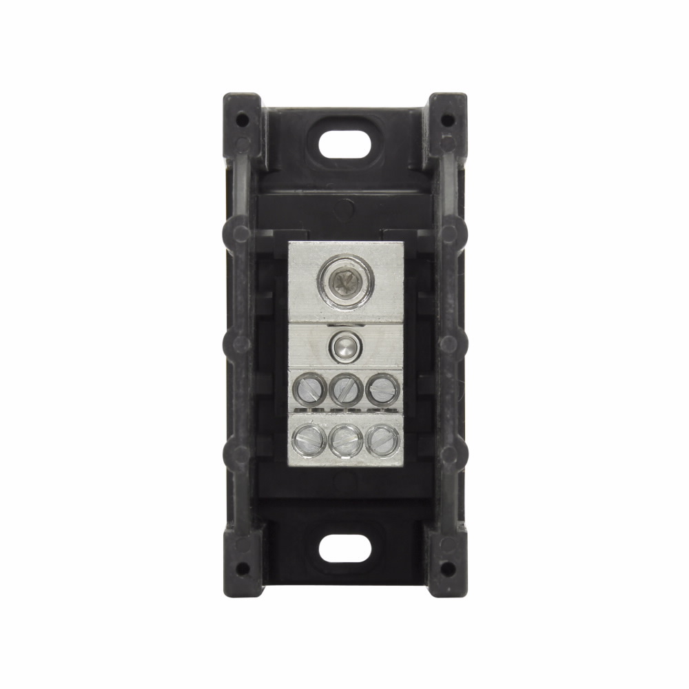 Eaton Bussmann series power distribution block, 600 Vac, 600 Vdc, 175A, Power distribution block, Single-pole, SCCR: 200 kA, Black, Molded Thermoplastic Base, Tin-plated aluminum connector