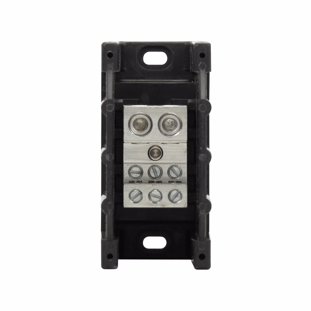 Eaton Bussmann series power distribution block, 600 Vac, 600 Vdc, 350A, Power distribution block, Single-pole, SCCR: 10 kA, Black, Molded Thermoplastic Base, Tin-plated aluminum connector