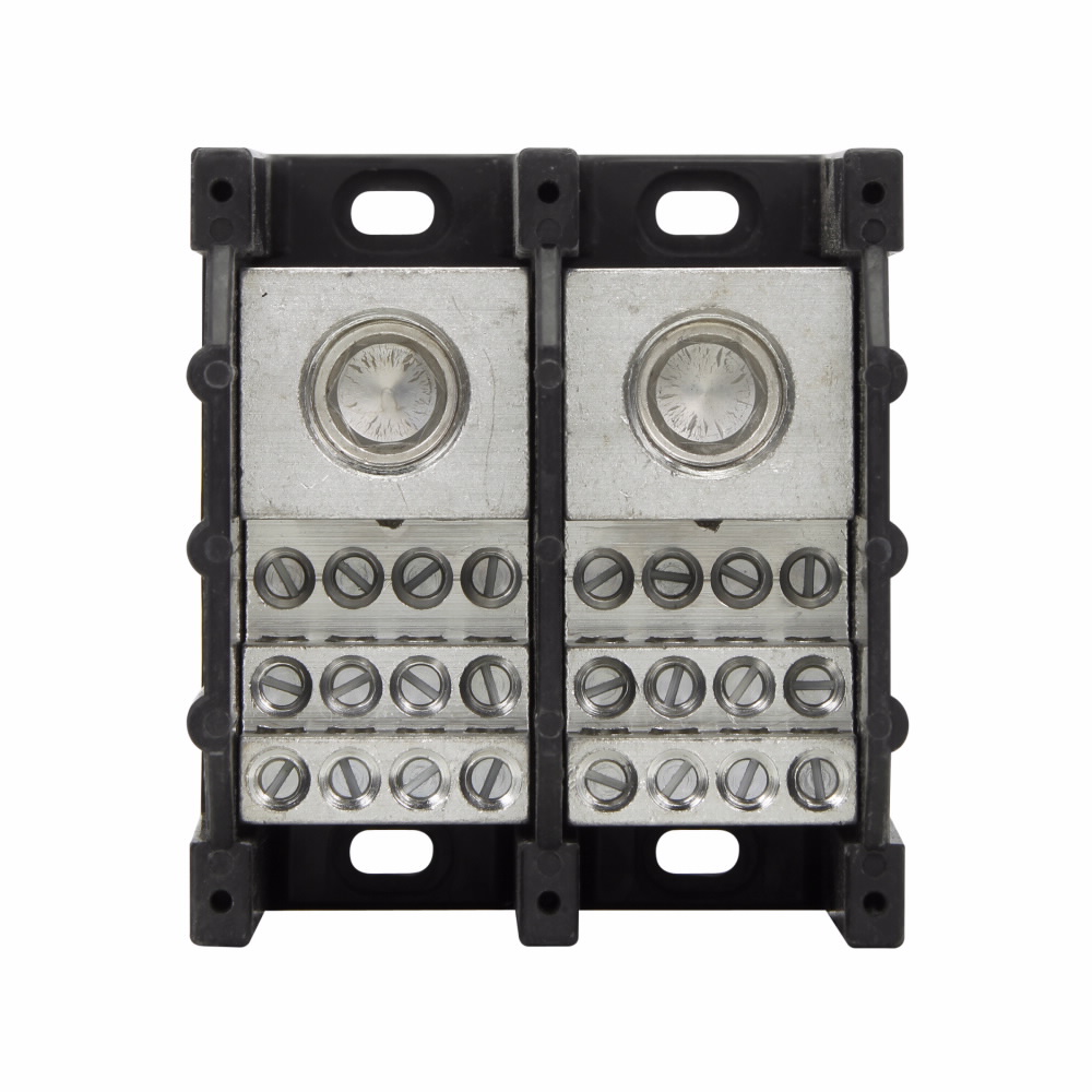 Eaton Bussmann series power distribution block, 600 Vac, 600 Vdc, 420A, Power distribution block, Single-pole, SCCR: 10 kA, Black, Molded Thermoplastic Base, Tin-plated aluminum connector - 16375-1