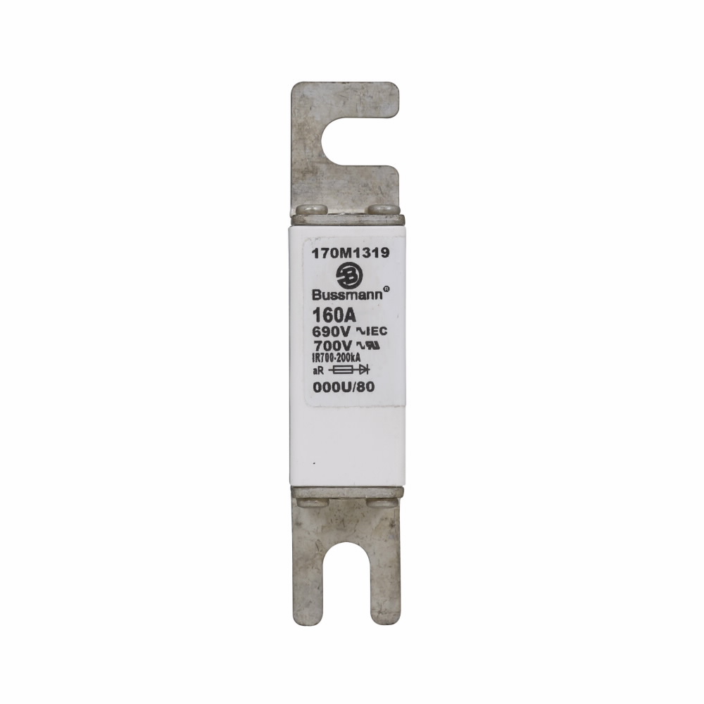 Eaton Bussmann series high speed square body fuse, 690V, 160A, 200 kAIC, None, Fuse, Blade end X blade end, Class aR, DIN 43 620