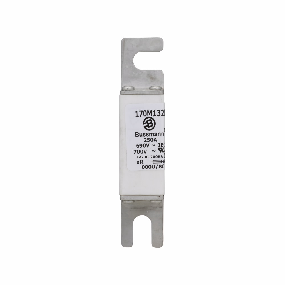 Eaton Bussmann series high speed square body fuse, 690V, 250A, 200 kAIC, None, Fuse, Blade end X blade end, Class aR, DIN 43 620
