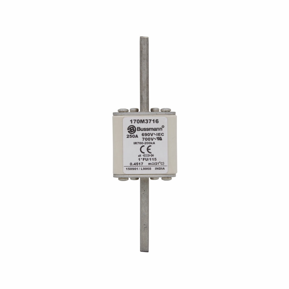 Product image for Bussmann Series 170M3716 250 Amp 690 Volt Square Body European Style Fuse