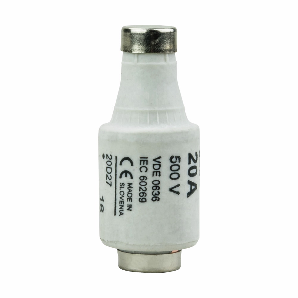 Eaton Bussmann series low voltage D fuse, 500V, 20A, 100 kAIC, Non Indicating, fuse, Class C gL/gG, Time delay, Blue, Ceramic body