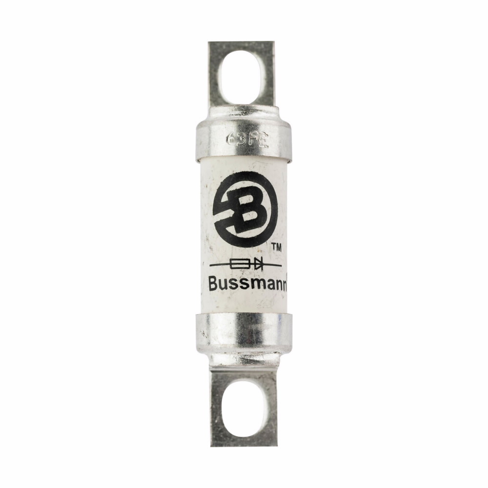 Eaton Bussmann series high speed British standard fuse, 700 Vac/dc, 63A, 200 kAIC, None, Fuse, Blade end X blade end, Stud - 63FE