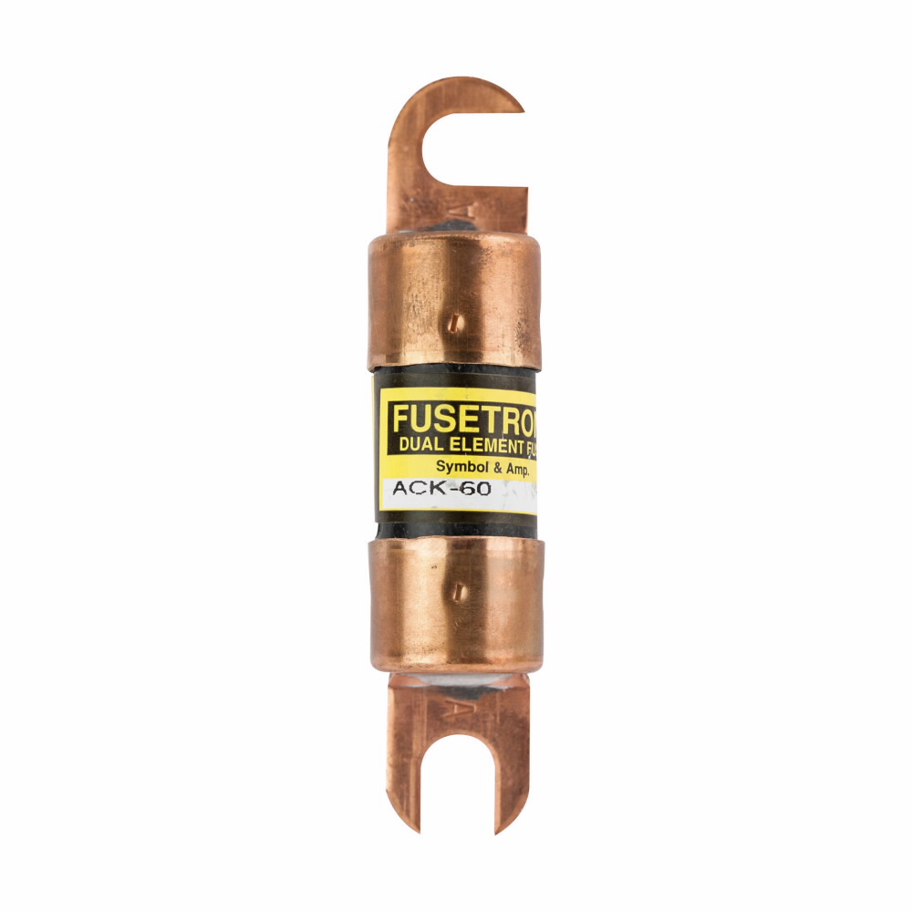 Eaton Bussmann series ACK fuse, Time-delay stud-mounted fuse, DC circuits protection for fork lift truck and battery chargers, 60 A, Dual, Non-indicating, 100 sec at 200%, 35 sec 300%, 13 sec at 500%, Brass terminal, Stud, Standard, 130 Vdc