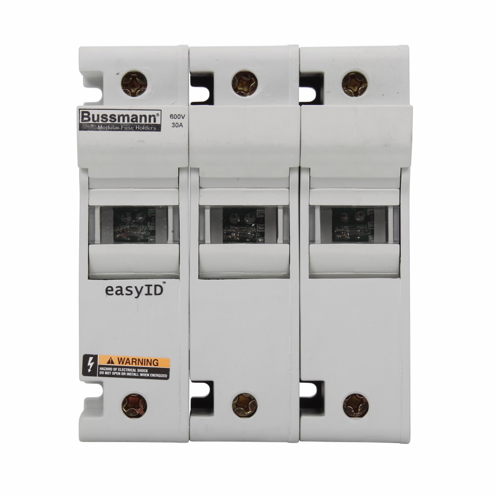 Eaton Bussmann series CH modular fuse holder, 600 Vac, 600 Vdc, 30A, Three-pole, Neon lamp