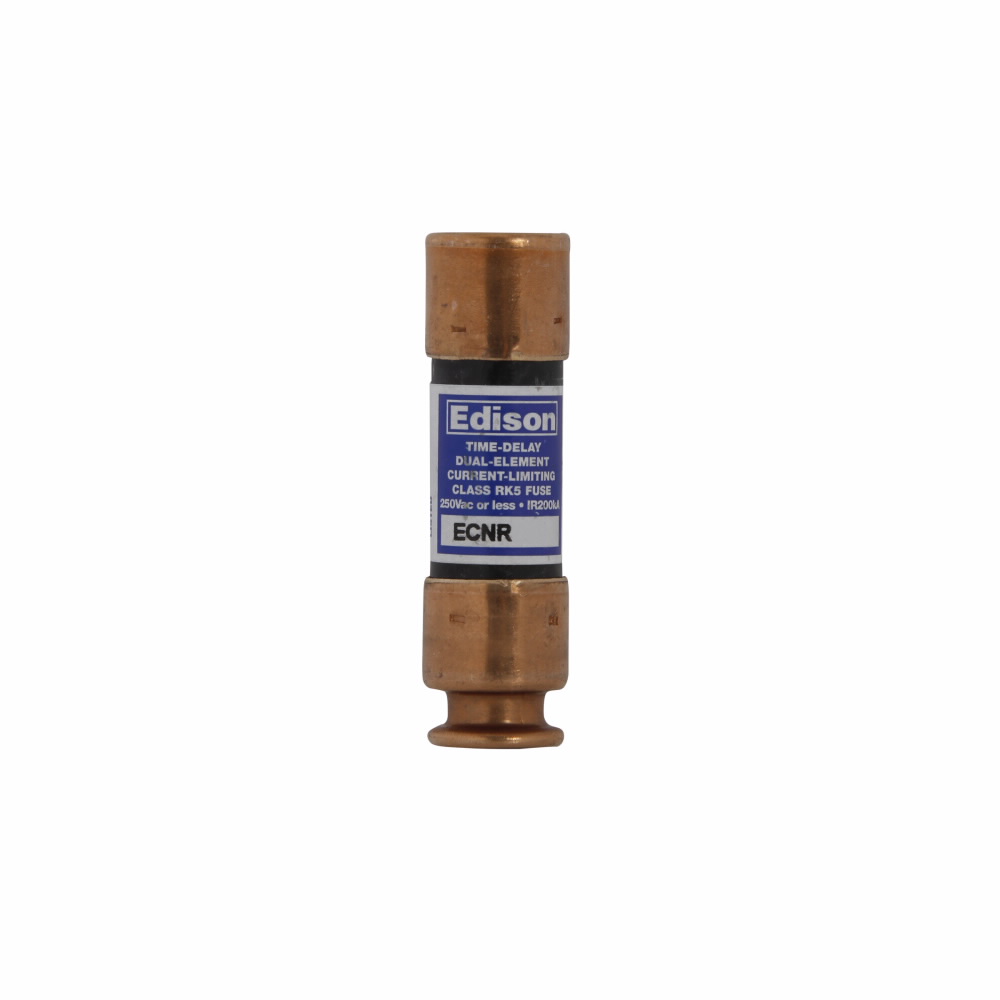 Eaton Edison ECNR fuse, Superior overload and cycling capabilities, 250 Vac, 125 Vdc, 15A, 200 kAIC, Non Indicating, Time delay, Current-limiting, Ferrule end X ferrule end, Class RK5