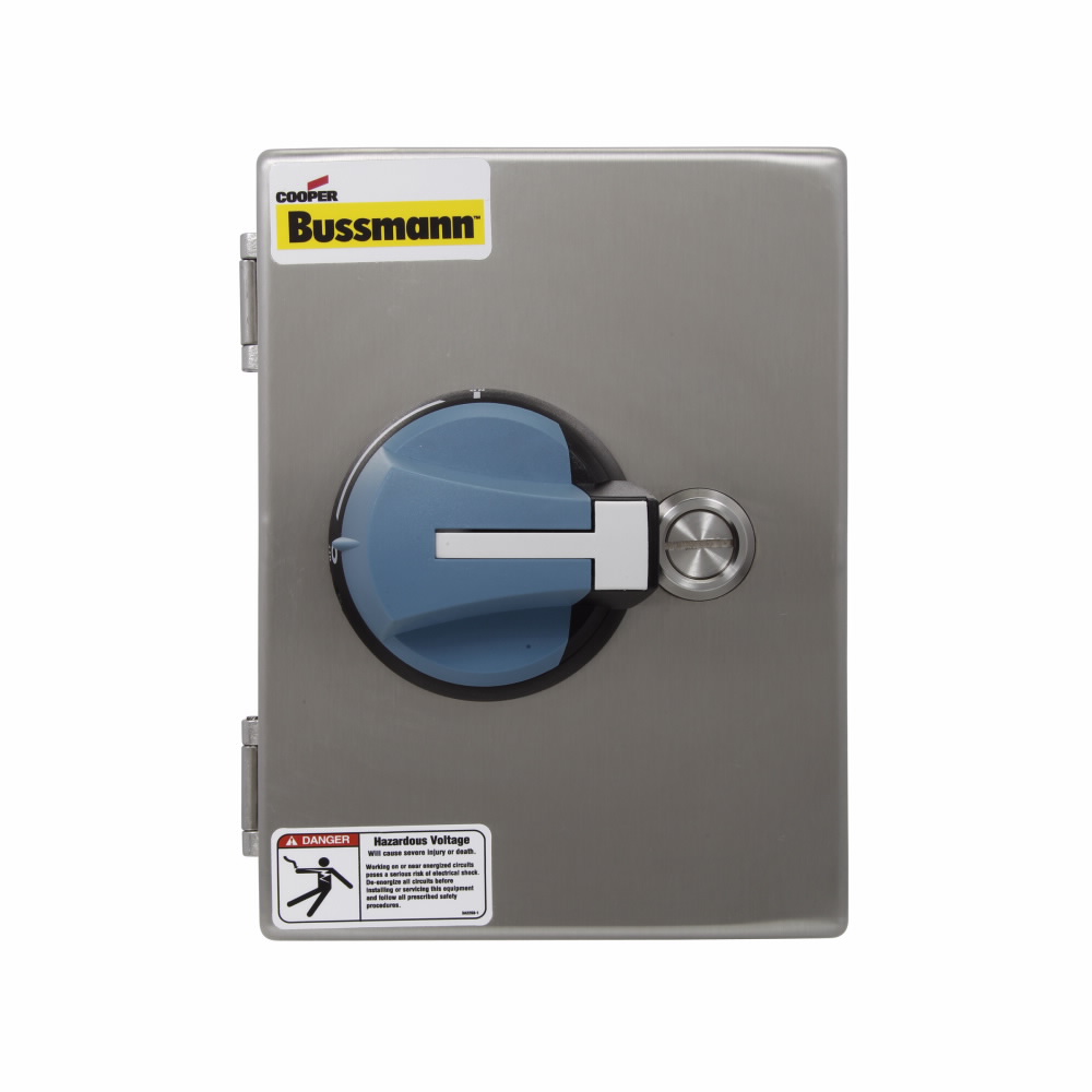 Eaton Bussmann series enclosed rotary disconnect switch, Non-fused, Pistol handle, 600V, 100A, Black, NEMA rating 4X