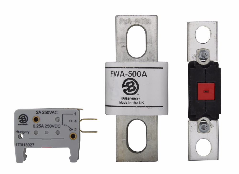 Eaton Bussmann series FWA remote indicator assembly, 600 Vac, 700 Vdc (6-25A), 600 Vac (30-32A), 1000A, Non Indicating, Accessory, Blade end X blade end, Stud