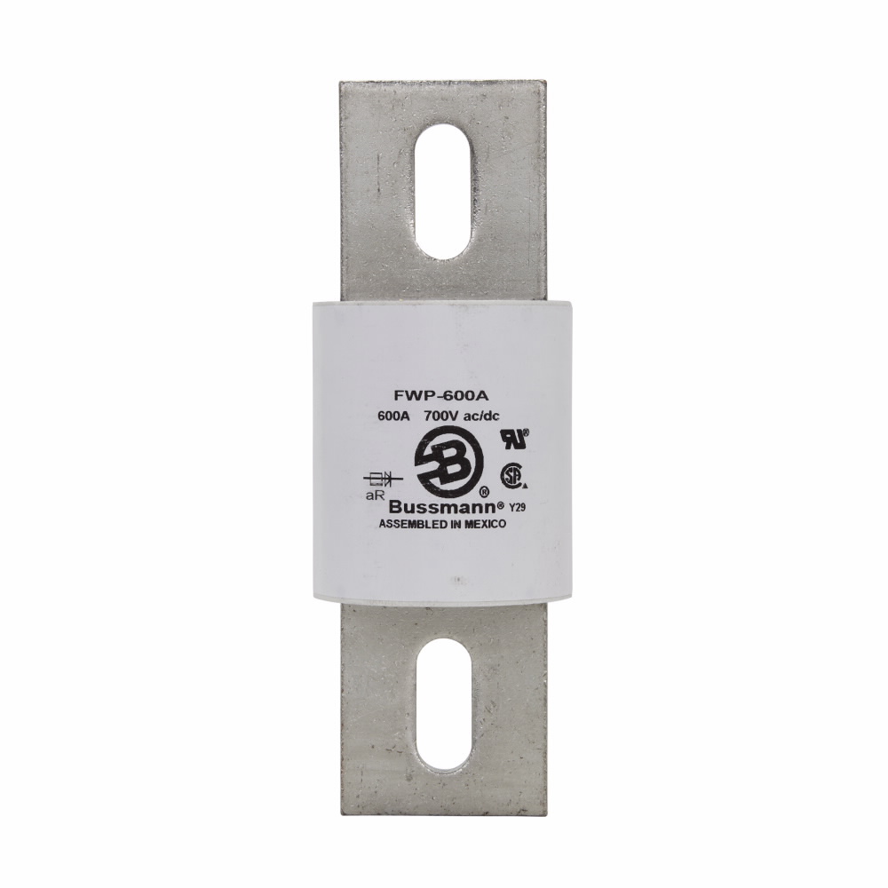 Eaton Bussmann series FWP high speed fuse, 250 Vac/dc, 600A RMS, 200 kAIC Vac, 50 kAIC at 700 Vdc, Non Indicating, High speed fuse, Blade end X blade end, Stud