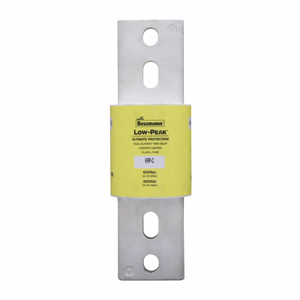 Eaton Bussmann series KRP-C fuse, Current-limiting time-delay fuse, 1800 A, L, Non-indicating, Bolted blade end x bolted blade end, 4 sec at 500%, 300 kAIC at 600 V,100 kAIC Vdc, 600 V, 300 Vdc