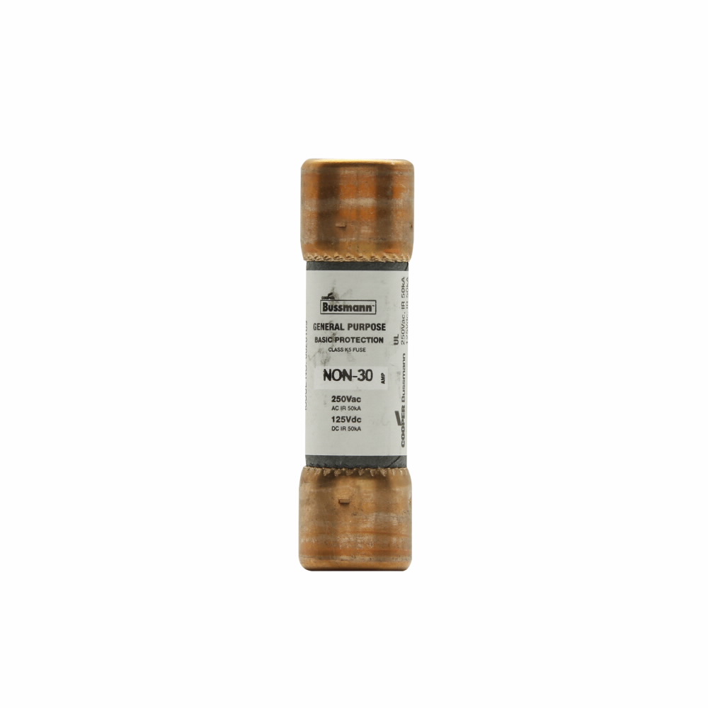 Eaton Bussmann series NON fuse, Supplemental one-time fuse, Non current limiting, Light duty circuit locations, 15 A, Class H, Non-indicating, Ferrule end x ferrule end, 50 kAIC at 250 Vac,50 kAIC at 125 Vdc, Standard, 10, 250 V, 125 Vdc