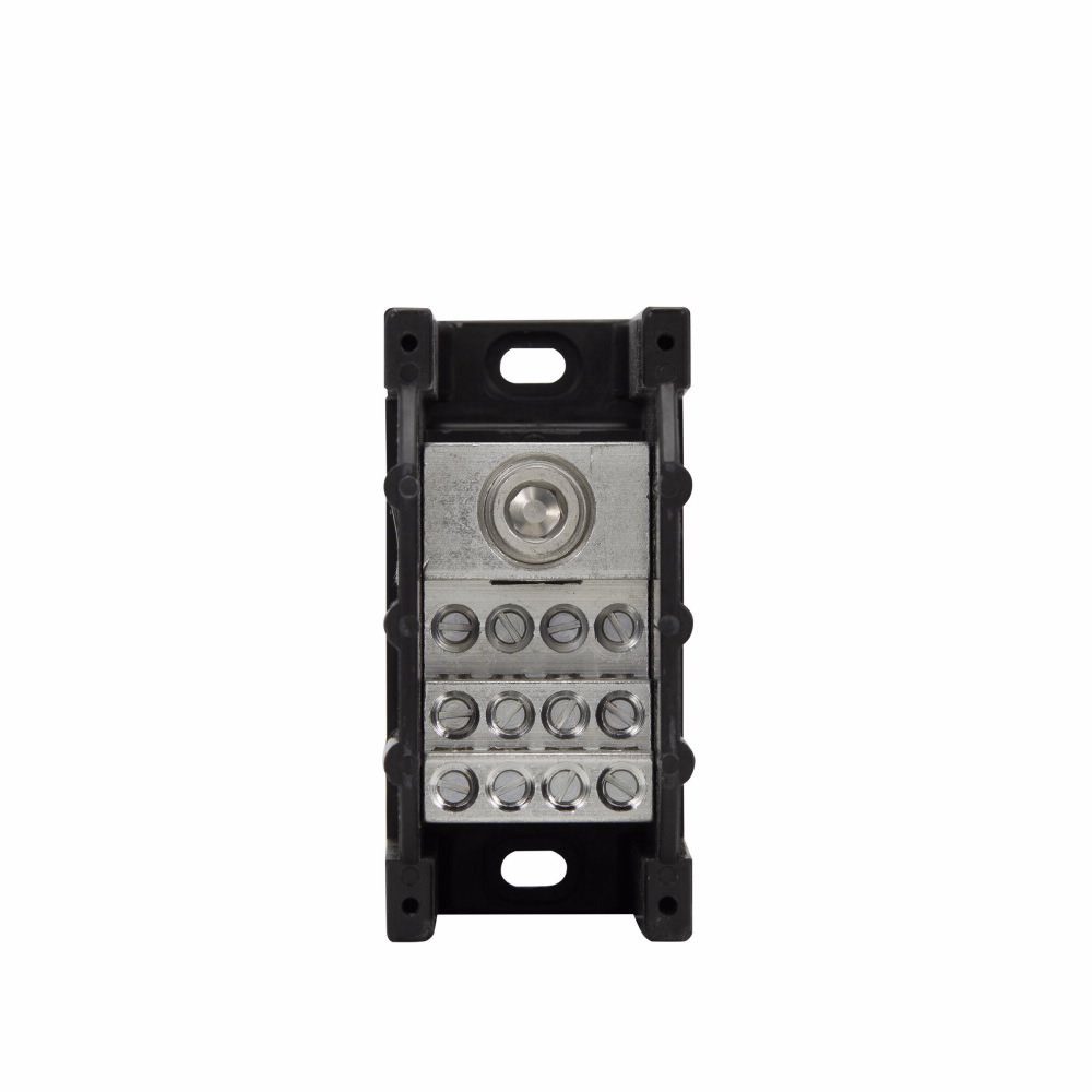 Eaton Bussmann series PDB power distribution block, IP-20 Finger-safe, 600 Vac, 600 Vdc, 310A, Power distribution block, Single-pole, SCCR: 200 kA (8 To 4 AWG), 100 kA (14 To 4 AWG), Panel, Tin-plated aluminum connectors