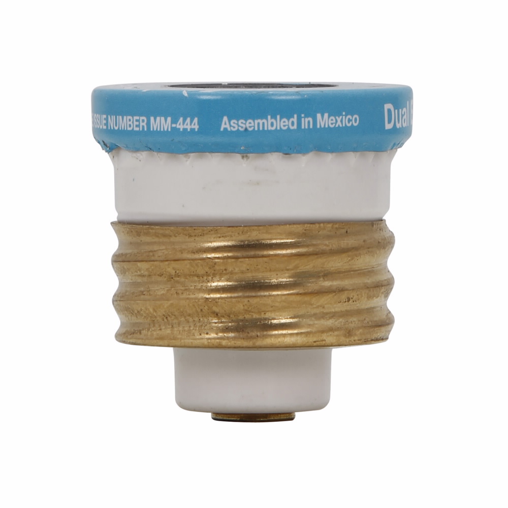 Eaton Bussmann series Type T plug fuse, plug fuse, time delay, heavy duty, 1 A, 125 Vac, 10 kAIC (RMS Symmetrical) interrupt rating, 10 kA short circuit rating, threaded mount, duel element, plastic body, brass thread, edison base