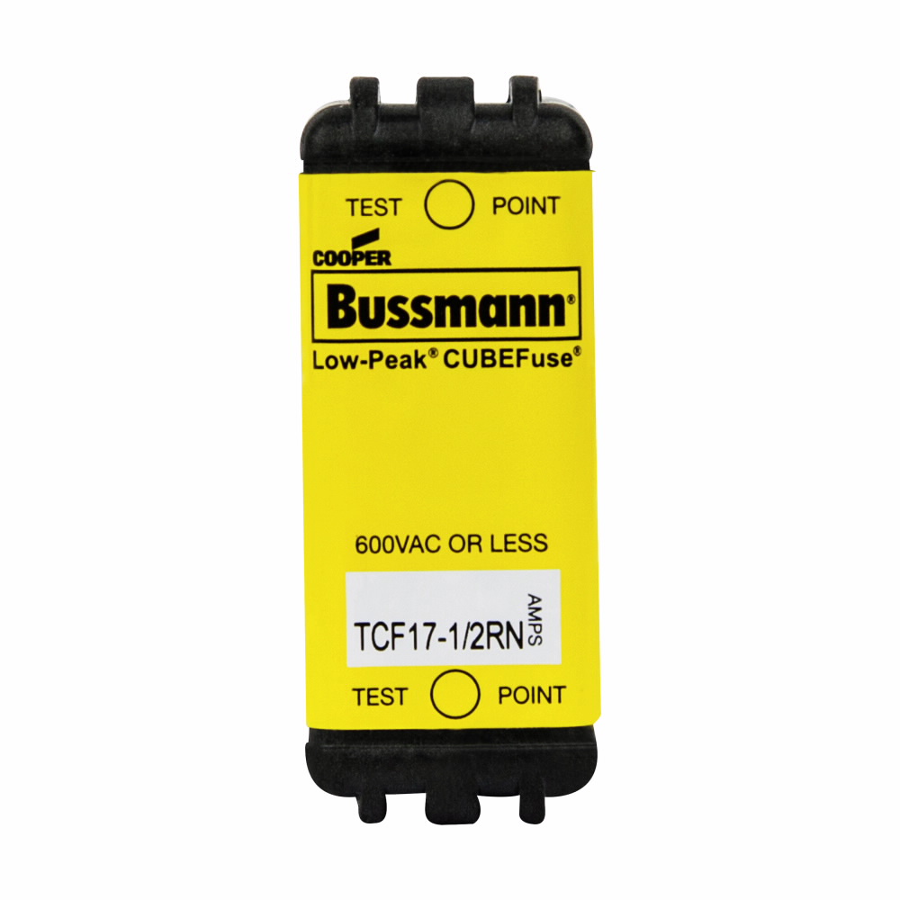 Eaton Bussmann series TCF fuse, 17.5 A, 60 Hz, 50 Hz, Dual, Class CF, Black, Non-indicating, Blade end, Time delay,Class CF, 100 kAIC at 300 Vdc,300 kAIC at 600 V, Glass filled PES, Standard, 600 V, 300 Vdc, TCFH30N, CCP2-3-30CF