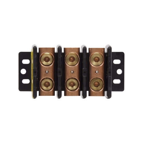 Eaton Bussmann series power splicer block, 600 Vac, 600 Vdc, 255A, Power splicer block, Three-pole, SCCR: 10 kA, Black, Molded Thermoplastic
