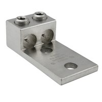 Product image for Ilsco AU-350-2N Aluminum Mechanical Lug, Conductor Range 350-6, 2 Ports, 2 Holes, 1/2in Bolt Size, 1-3/4in Hole Spacing, Tin Plated, UL, CSA