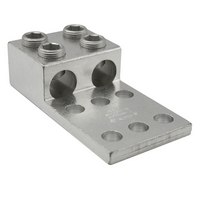 Product image for Ilsco AU-600-2N Aluminum Mechanical Lug, Conductor Range 600-2, 2 Ports, 6 Holes, 1/2in Bolt Size, 1-3/4in Hole Spacing, Tin Plated, UL, CSA