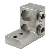 Product image for Ilsco PB2-500 Aluminum Panelboard Lug, Dual Rated, Conductor Range 500-4/0, 2 Ports, 2 Holes, 1/4in Bolt Size, 11/16in Hole Spacing, Tin Plated, UL, CSA