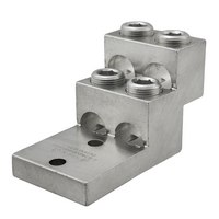 Product image for Ilsco PB4-600 Aluminum Panelboard Lug, Dual Rated, Conductor Range 600-2, 4 Ports, 2 Holes, 3/8in Bolt Size, 1-3/8in Hole Spacing, Tin Plated, UL, CSA
