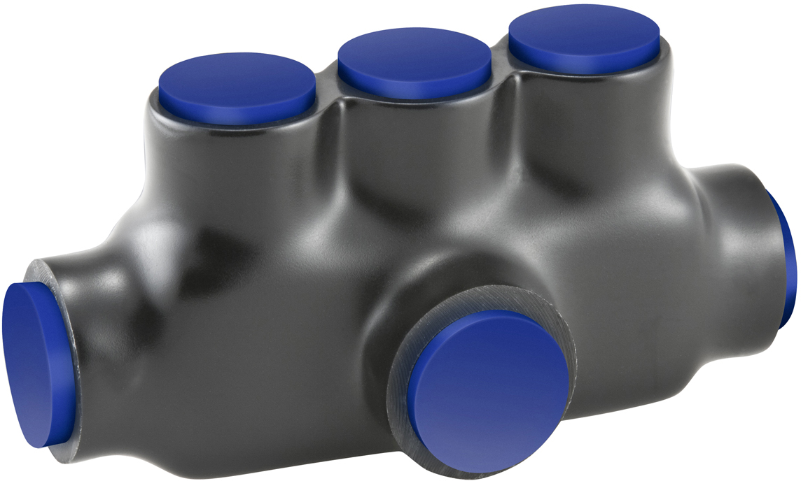 Product image for Ilsco PBTT-3-750-F Nimbus4Flex Shapes Insulated Aluminum Multi-Tap Connector, Conductor Range 750-250, Flex 500-3/0 H,I,K 4/0-3/0 M 535.3-3/0 DLO, 3 Ports, T shaped, Tin Plated, UL, CSA