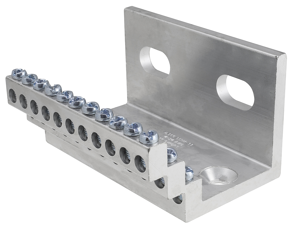 Product image for Ilsco SCNM-33 Aluminum Solar Combiner Node, Dual Rated, Main Conductor Range 4-14, Tap Range 1000-6, 33 Main Ports, 1-4 Tap Ports, Tin Plated, UL