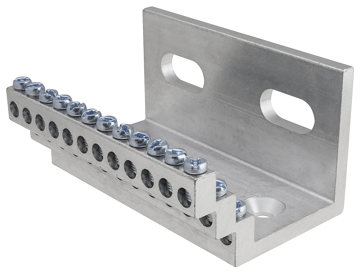 Product image for Ilsco SCNM-36 Aluminum Solar Combiner Node, Dual Rated, Main Conductor Range 4-14, Tap Range 1000-6, 36 Main Ports, 1-4 Tap Ports, Tin Plated, UL